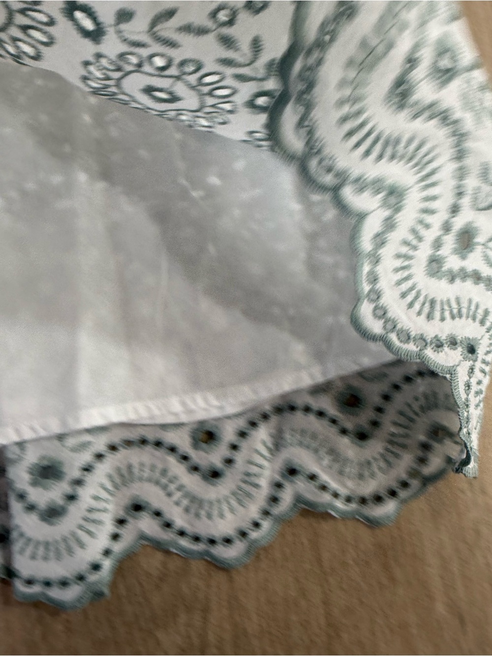 LOFT Embroidered Eyelet 2-Piece Crop Top Midi Skirt Set Sage Green White Size 6 - Picture 6 of 16